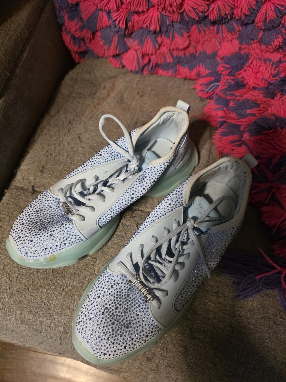 Juicy Couture Light Blue and Mint Green Rhinestone Sneakers